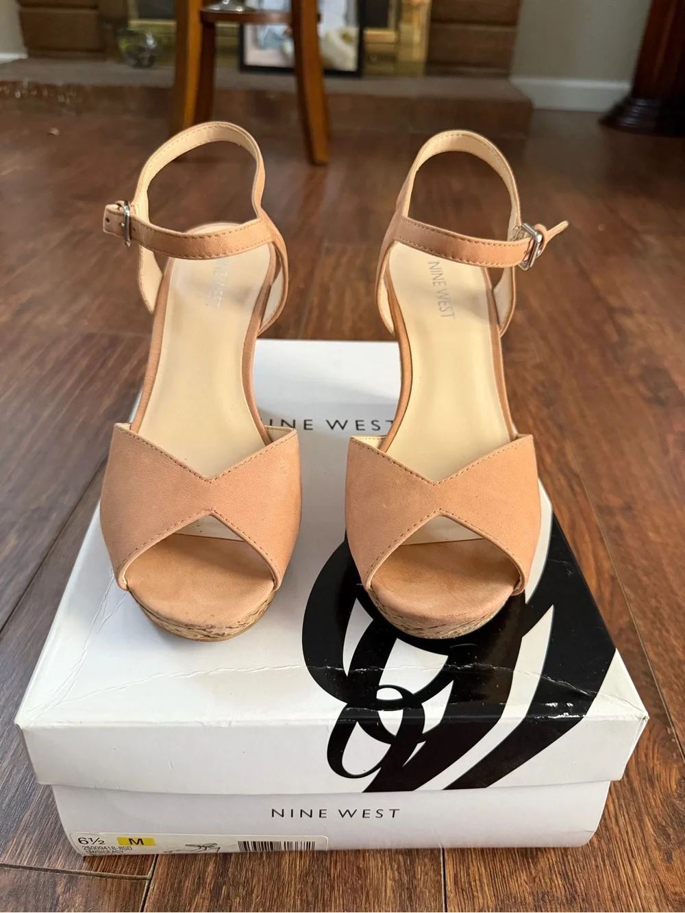 Nine West Peach Suede Open-Toe Ankle-Strap Sandals